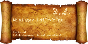 Wisinger Lóránt névjegykártya